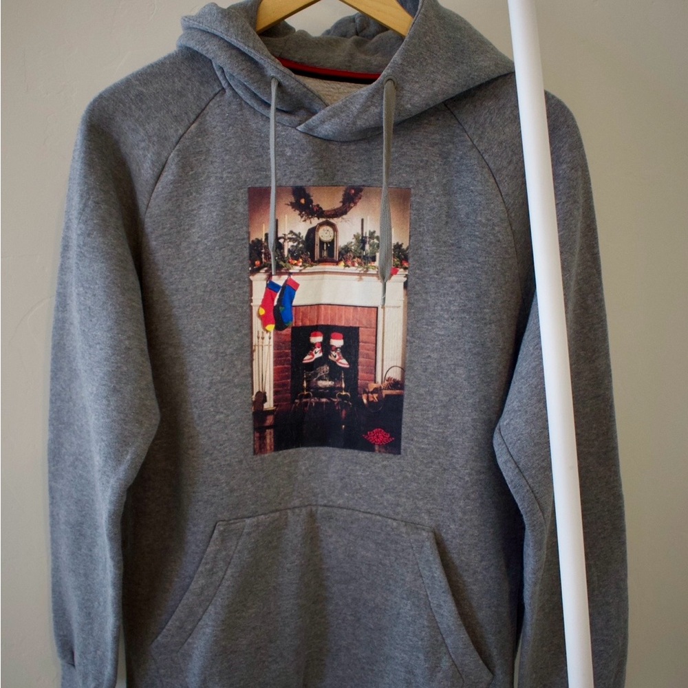 Jordan Gray Pullover Hoodie with Holiday Graphic